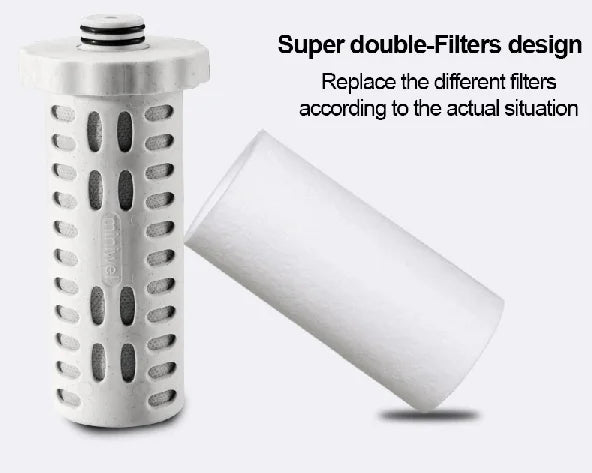 Electric Double Filter Shower Head Activated Carbon Water Filter with Replaceable Chlorine Filter for All Shower Heads