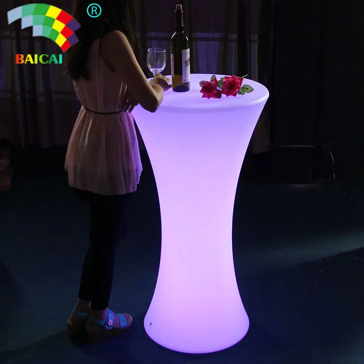 New Arrival Illuminated Round Glass Bar Table Led Light Bar Furniture Lighting