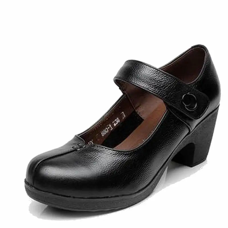GKTINOO Spring Autumn Shoes Woman 2025 Genuine Leather Women Pumps Lady Leather Round Toe Platform Shallow Mouth Shoe Size 32-42