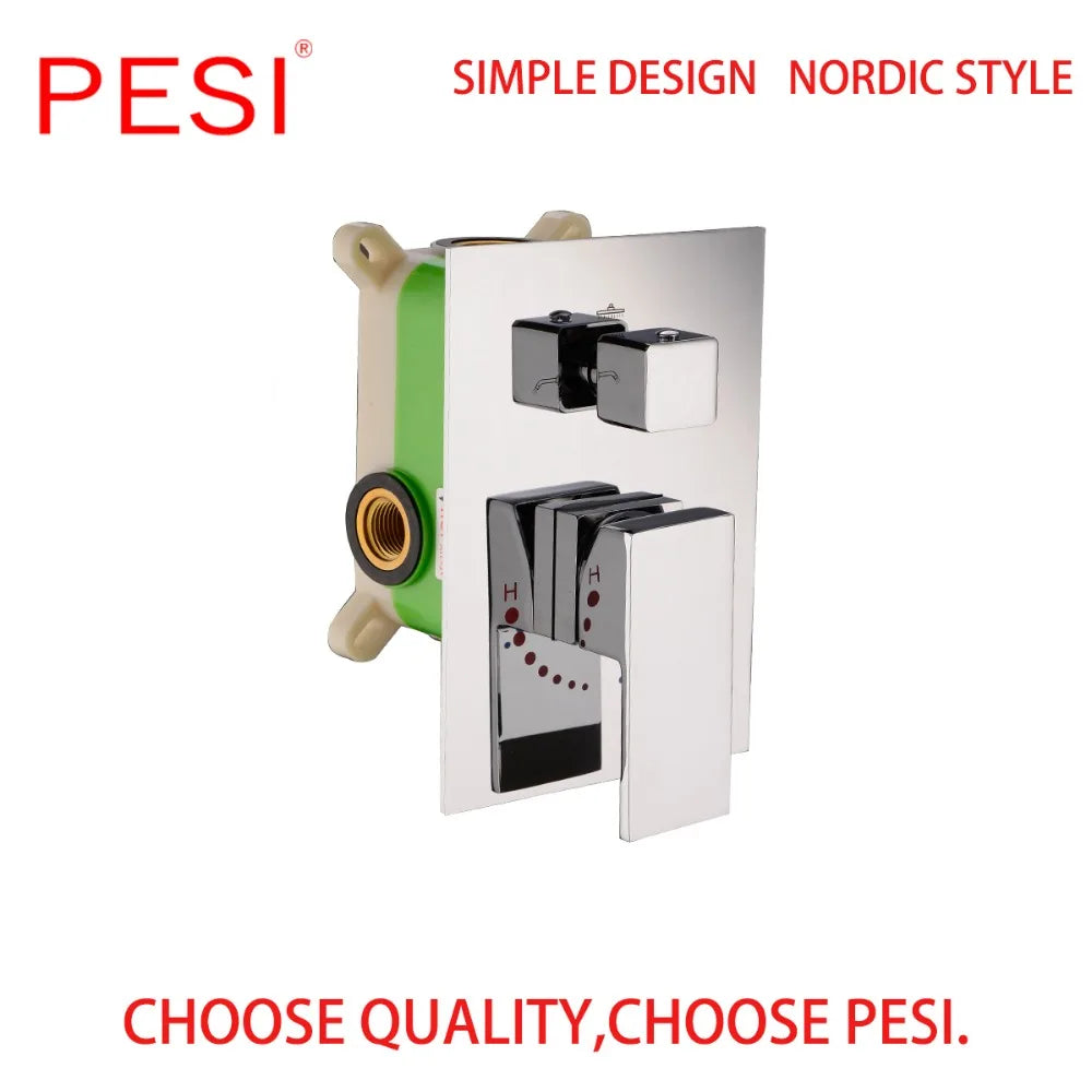 All Brass Shower Faucet Mixing Valve 1/2/3 Ways Concealed Easy-mount Box Brass Concealed Valve Wall Mount Wholesale Mate Black