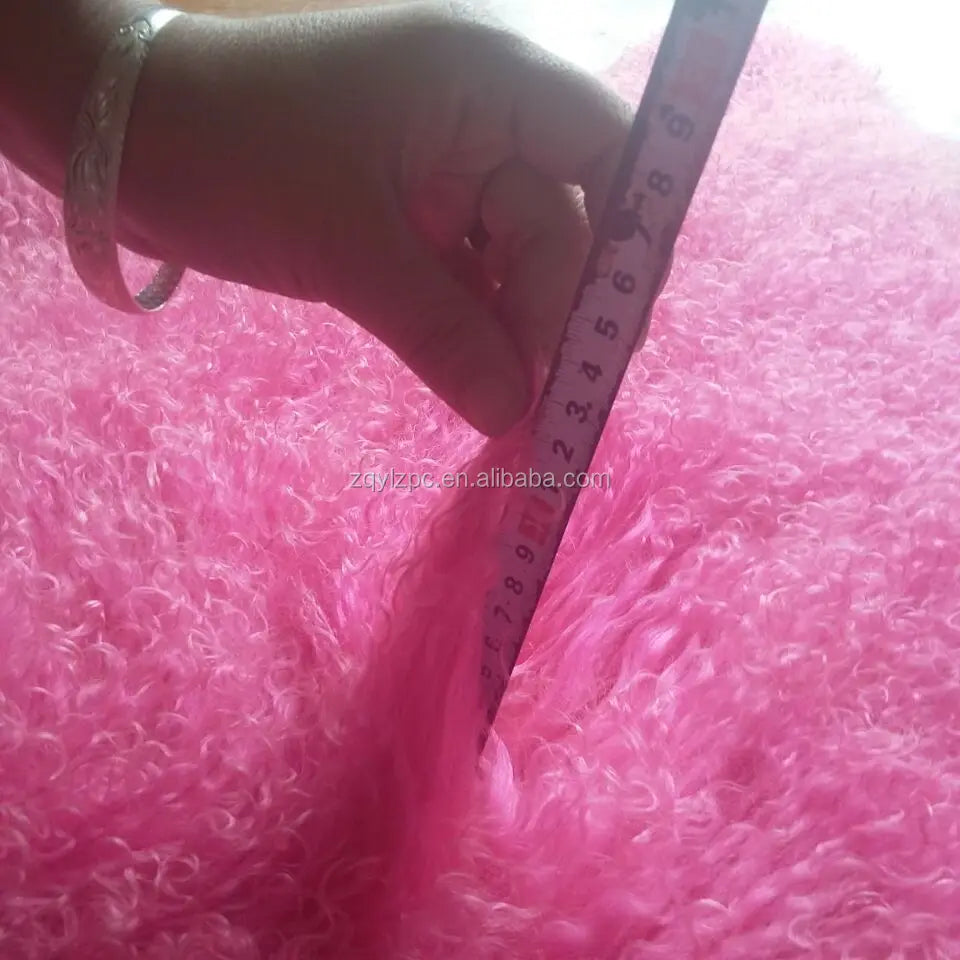 Long Hair Curly Real Mongolian Tanned Sheep Fur Pelt for Garment Use