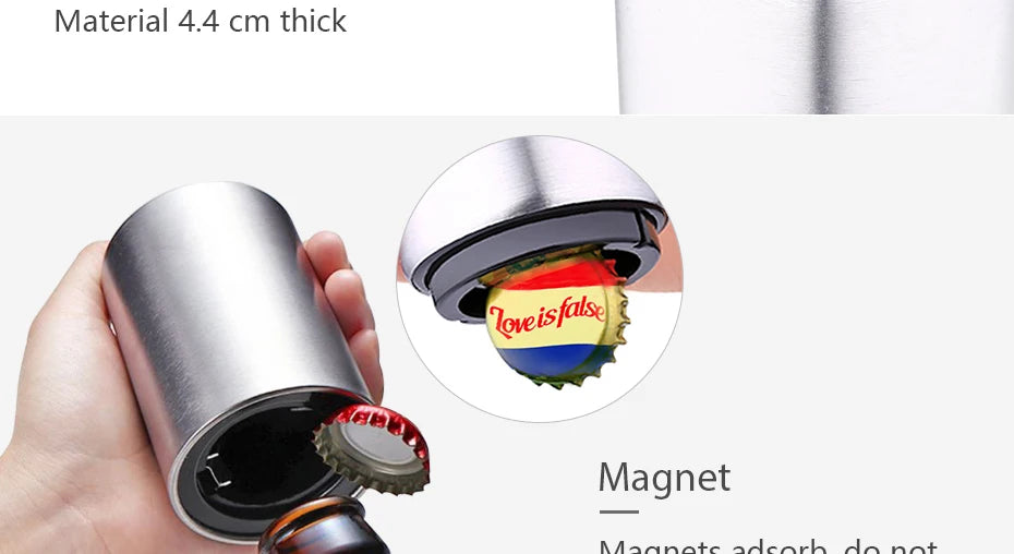 Automatic Beer Bottle Opener,Magnetic Stainless Steel Beverage Bottles Wine Openers Jar Opener Kitchen Gadgets Bar Supplies