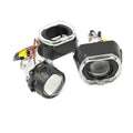 2.5 Inch Mini Bi Xenon Hid Projector Lens DRL LED White Angel Eyes Silver Shrouds Fit H4 H7 Retrofit Car Assembly Kit Demon Eyes