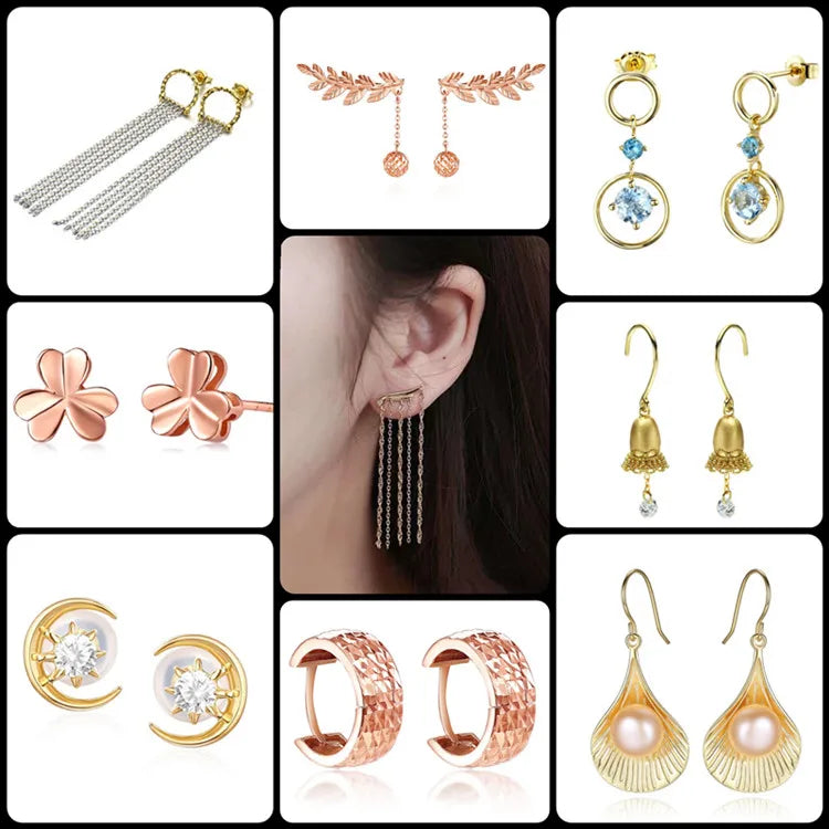 Wholesale High Quality Fashion Wedding Accessories Jewelry Natural Round Diamond 18K Pure Earring Stud