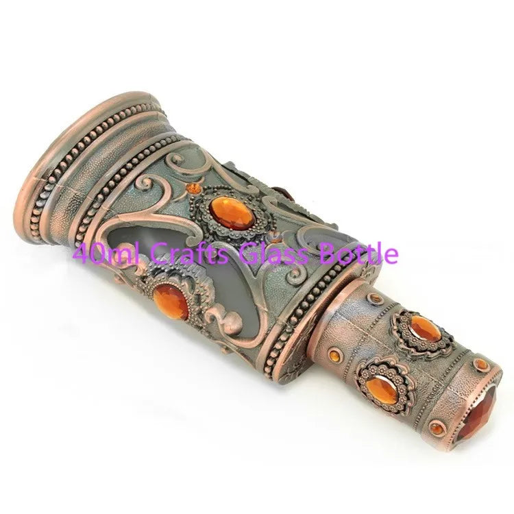 New Design Unique 40ML Glass Arabic Oil Perfume Bottle Cut and Decorated for Personal Care Decal Surface Handling
