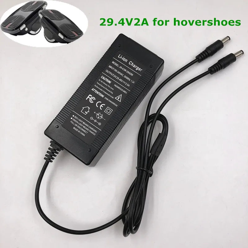 29.4V 2A Hovershoes Battery Charger For Sakteboard Hovershoes Self Balancing Smart  Hover Roller Skates Shoes