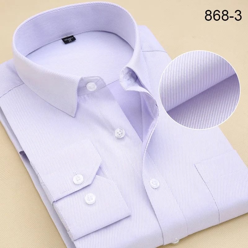 Plus Size Long Sleeve Men Dress Shirt Fashion Male Business Formal Wear Office Working White Shirts 45 46 47 48 Large Clothing