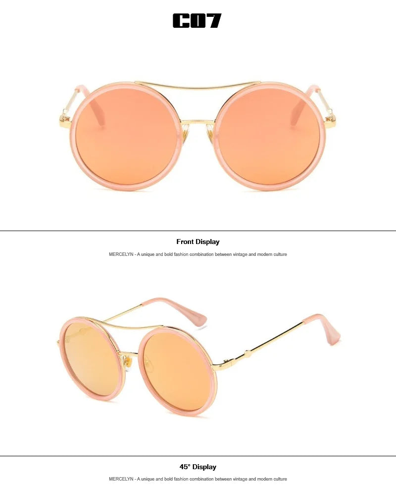 Luxury Round Two Tone Sunglasses For Ladies Sexy Classy Fashion Sun Glasses Stylish Designer Brand Eyewear