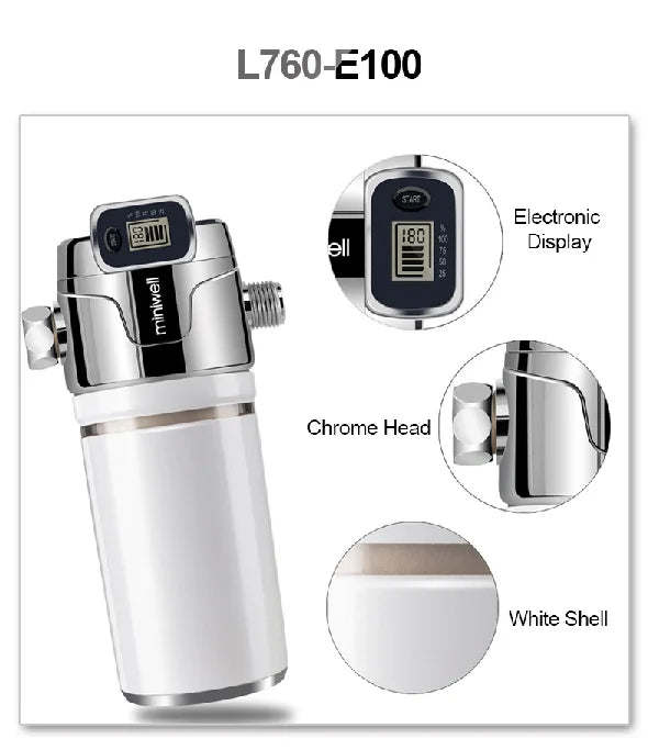 Electric Double Filter Shower Head Activated Carbon Water Filter with Replaceable Chlorine Filter for All Shower Heads