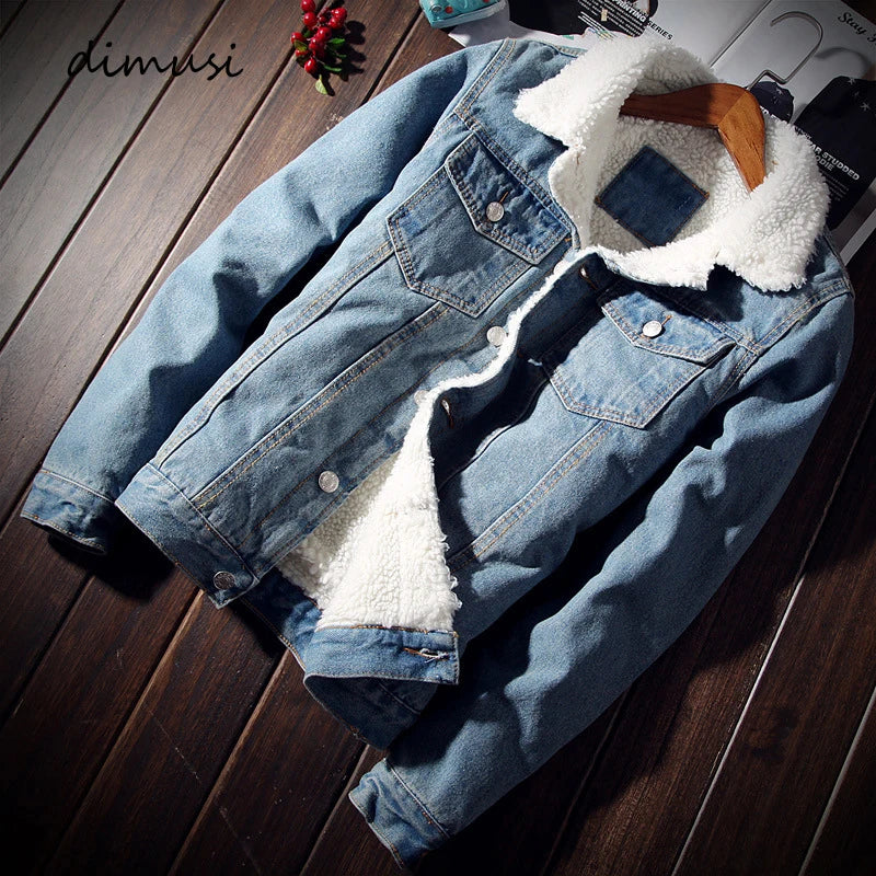 Winter Men's Denim Jackets Fashion Men Retro Fleece Thick Warm Jean Jacket Outdoor Men Thermal Cowboy Windbreaker Jeans Coats