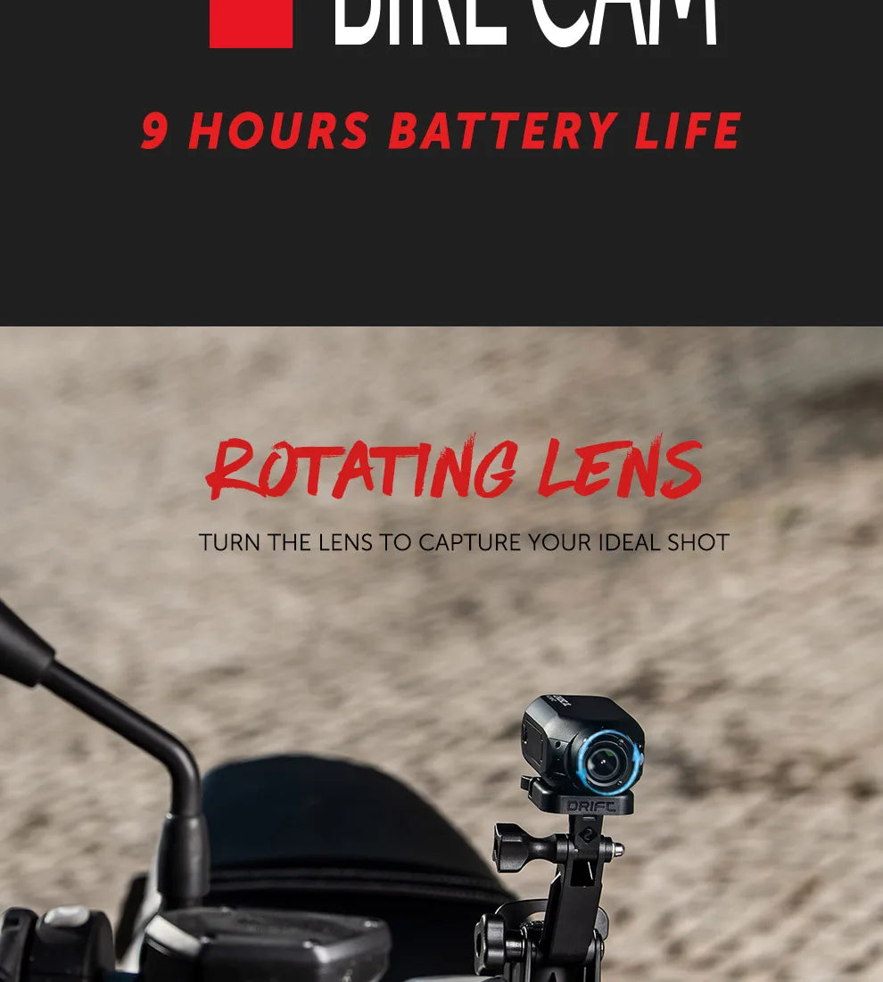 Drift Ghost XL Action Camera 1080P Sport Camera WiFi with Rotating Lens and Dash Cam Mode IPX7 Waterproof Motorcycle Helmet Cam