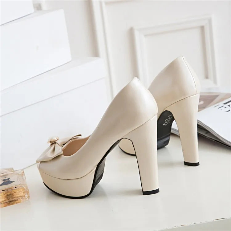 Oversize Large size Big size sandals for women and ladies  Open Toe platform shoes Thick Heel Bowknot The Lolita style