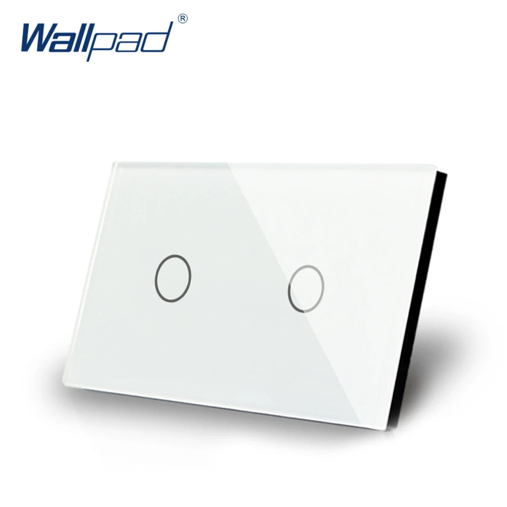 2 Gang 2 Way US/AU Standard Wallpad Touch Screen Light Switch Gold Crystal Glass Touch Double Control Smart Wall Switch 2 Gang