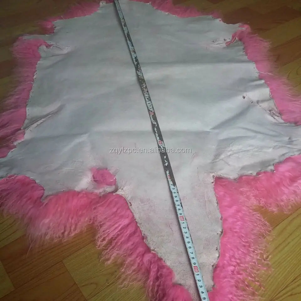 Long Hair Curly Real Mongolian Tanned Sheep Fur Pelt for Garment Use