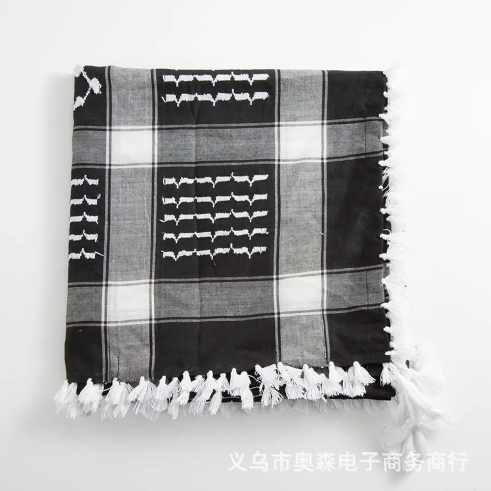 Arab Scarf Shawl Keffiyeh Wrap Shemagh Scarf Mask Cycling Shawl Neck Cover Man Woman Hiking Sunshade Head Wrap