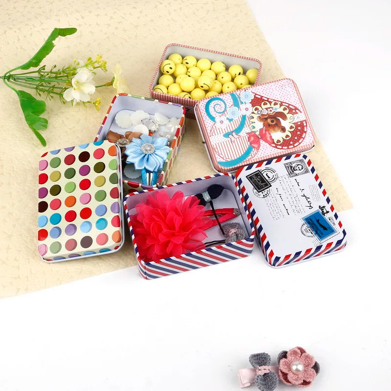 Mini Tin Metal Box Case for Candy Storage Small Metal Box Diy Coin Earrings Headphones Gift Box 9cm*6.5cm*2.5cm