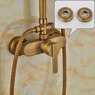 Rainfall Bathroom Shower Set Brass Antique Shower Mixers with Handshower Single Handle Wall Mounted Shower Faucet Tap