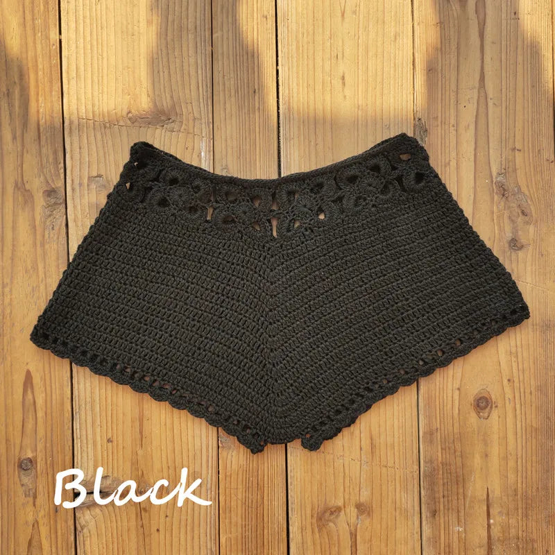 Colorful Fashion Handmade Crochet Shorts Beach Bikini Hot Pants Bike Gym Pant - low-Rise