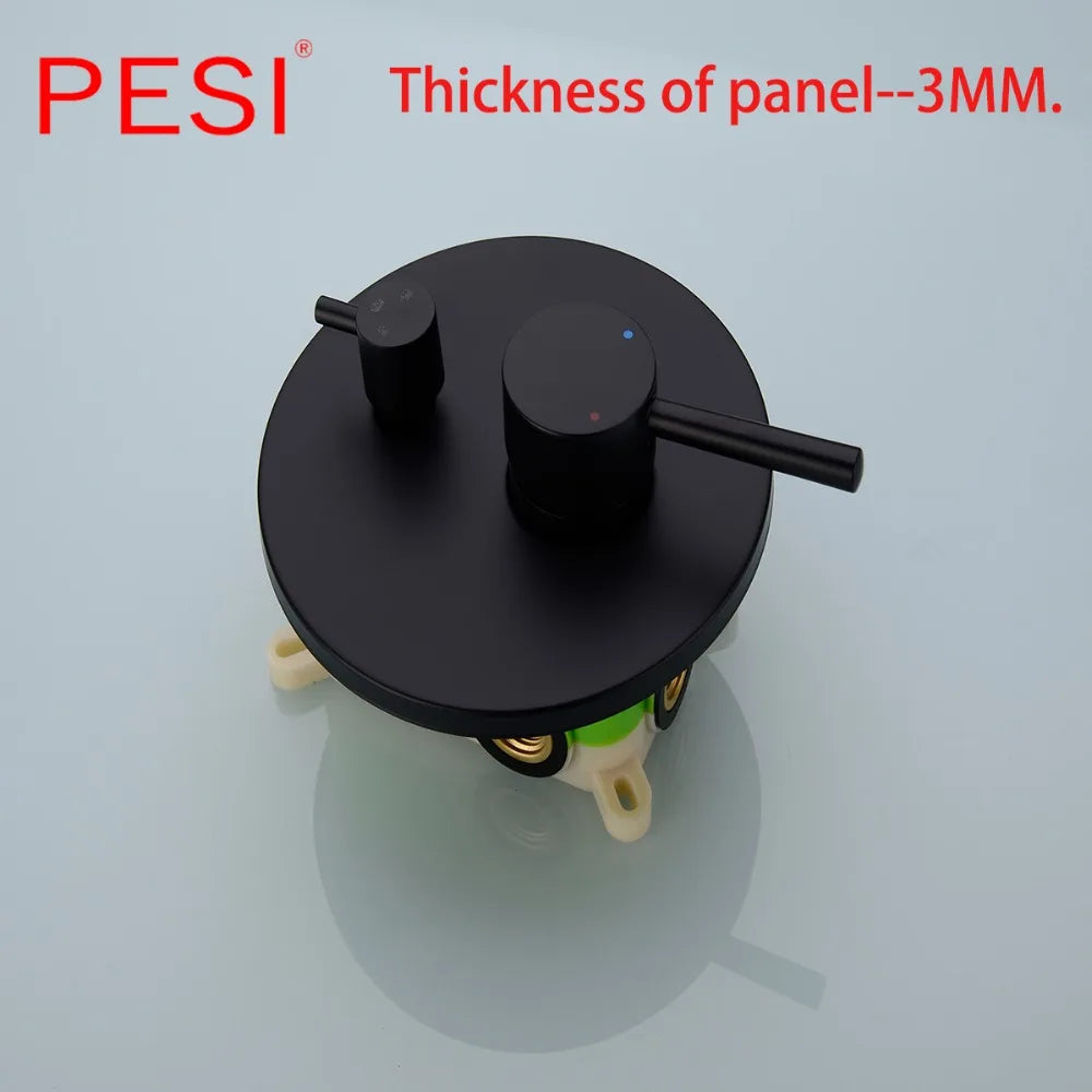 All Brass Shower Faucet Mixing Valve 1/2/3 Ways Concealed Easy-mount Box Brass Concealed Valve Wall Mount Wholesale Mate Black