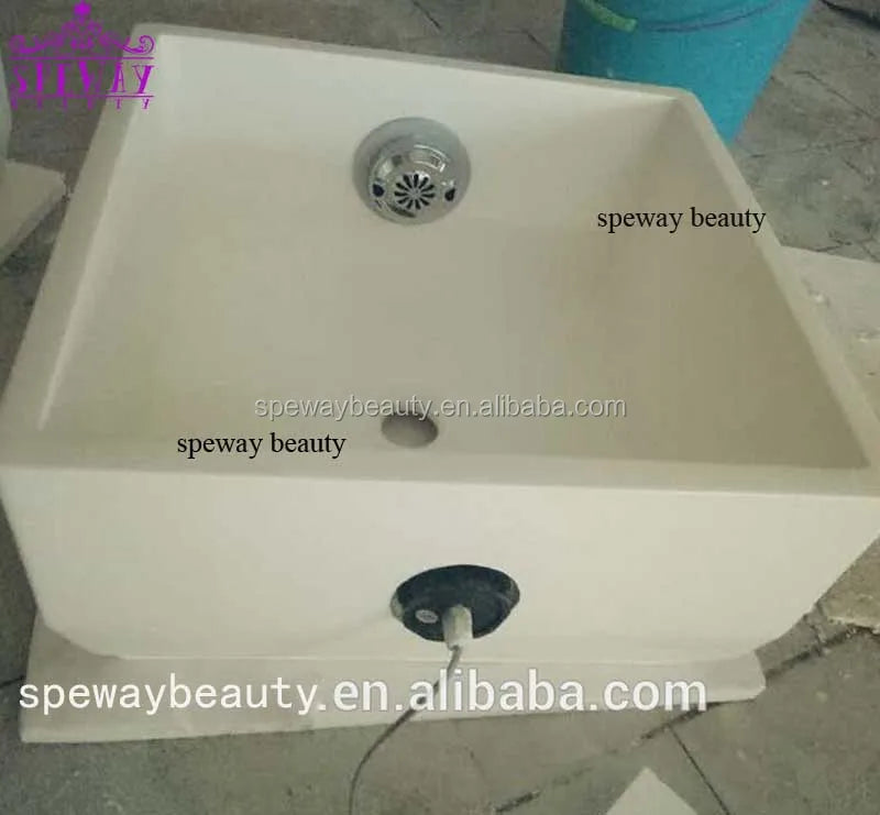 Hot Sale White Square Foot Spa Pedicure Sink Beauty Nail Salon Ceramic Pedicure Bowl Comes With Pull- Out Faucet