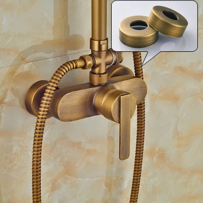Rainfall Bathroom Shower Set Brass Antique Shower Mixers with Handshower Single Handle Wall Mounted Shower Faucet Tap