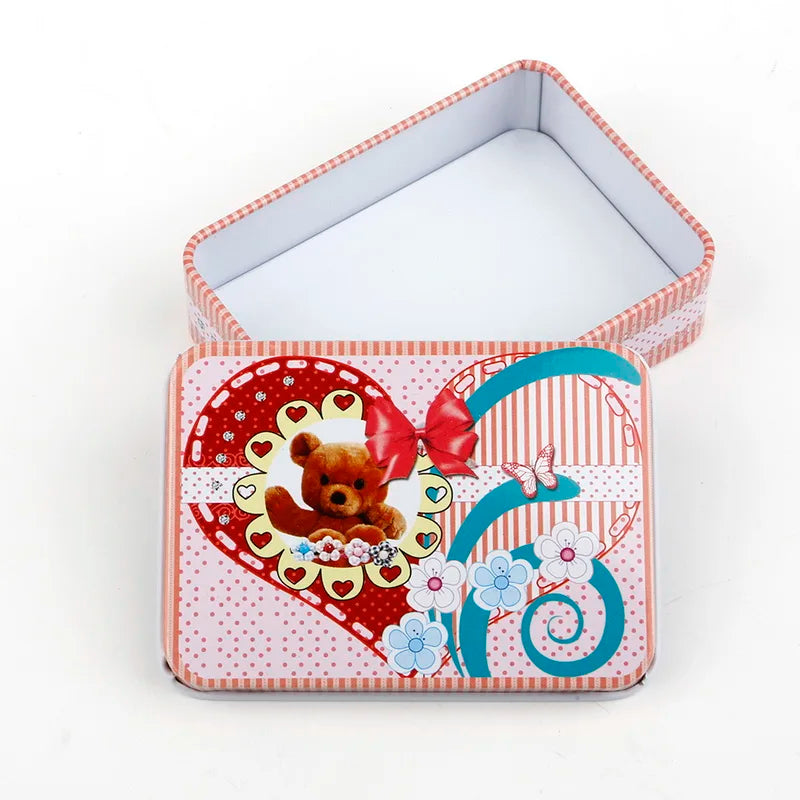 Mini Tin Metal Box Case for Candy Storage Small Metal Box Diy Coin Earrings Headphones Gift Box 9cm*6.5cm*2.5cm