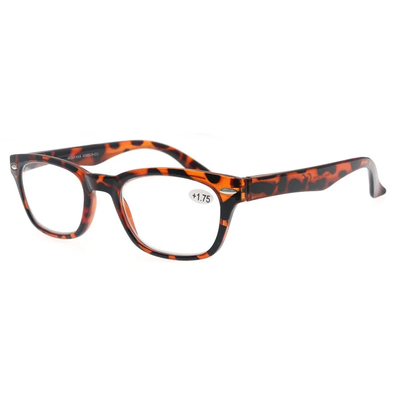 Reading Glasses for Men Sun Readers Comfort Spring Hinge Square Frame Readers for Women Tortoise Black +1.0+1.5+2.0+2.5+3.0+1.75