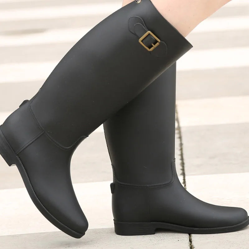 Fashion New Autumn and Winter Lady Rain Boots High Tube Women's Warm Water Shoes Waterproof Rubber Shoes New Frosted Rain Boots