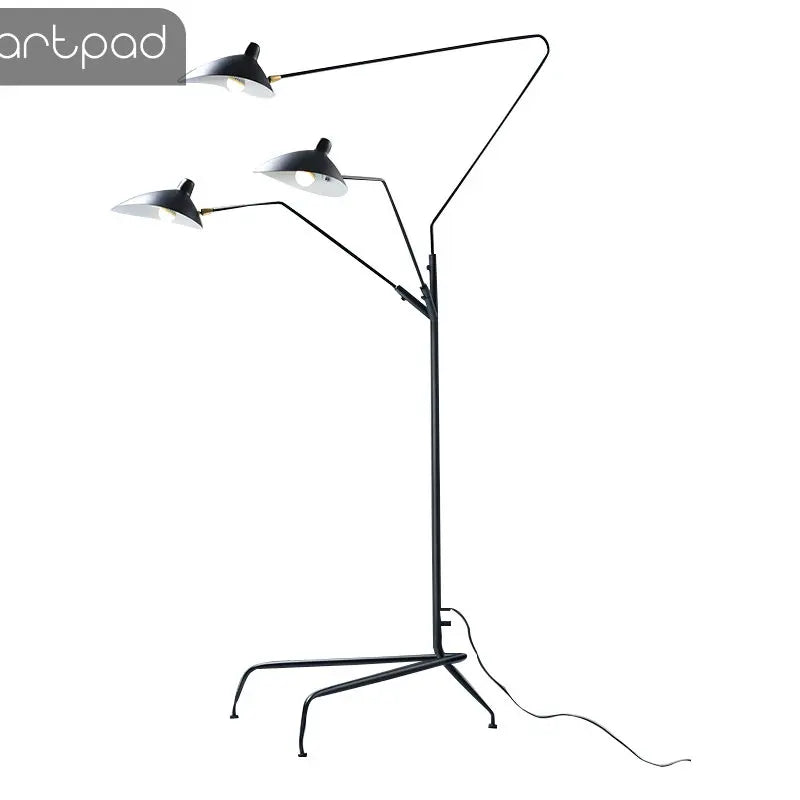 Modern 1/3 Heads LED Floor Lamp for Living Room Bedroom Study Office Lustre Black Standing Light with Flexible Adjustable Head