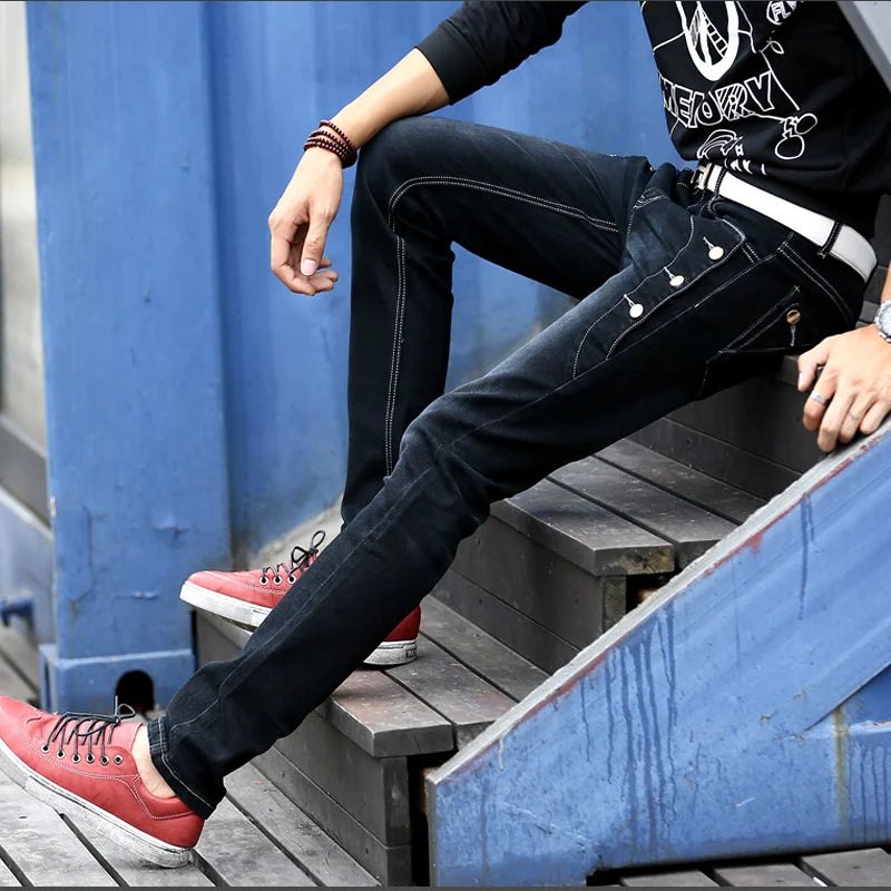 Jeans men's 2024 new slim jeans, high-quality casual stretch trousers men's clothing, fashion Korean straight versatile jeans