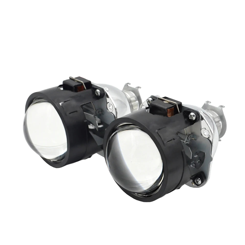2.5 Inch Mini Bi Xenon Hid Projector Lens DRL LED White Angel Eyes Silver Shrouds Fit H4 H7 Retrofit Car Assembly Kit Demon Eyes