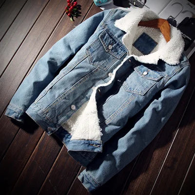 Winter Men's Denim Jackets Fashion Men Retro Fleece Thick Warm Jean Jacket Outdoor Men Thermal Cowboy Windbreaker Jeans Coats