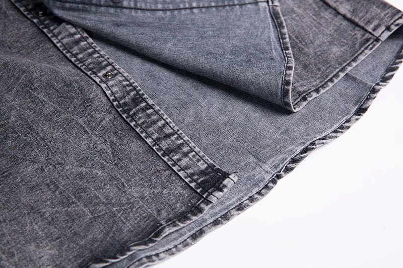 Men Denim TShirts  Summer Mens Short Sleeve Soft Cotton T-Shirts Man Slim Slight Elastic Jeans Tops Male Cowboy Clothing