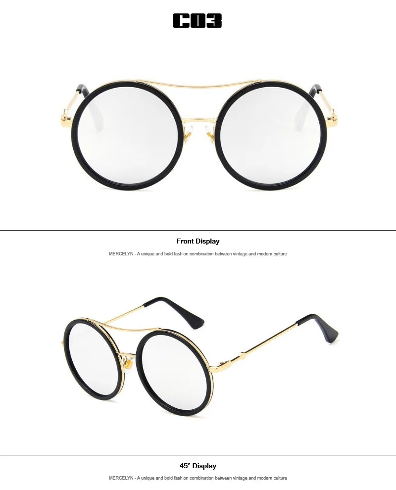 Luxury Round Two Tone Sunglasses For Ladies Sexy Classy Fashion Sun Glasses Stylish Designer Brand Eyewear
