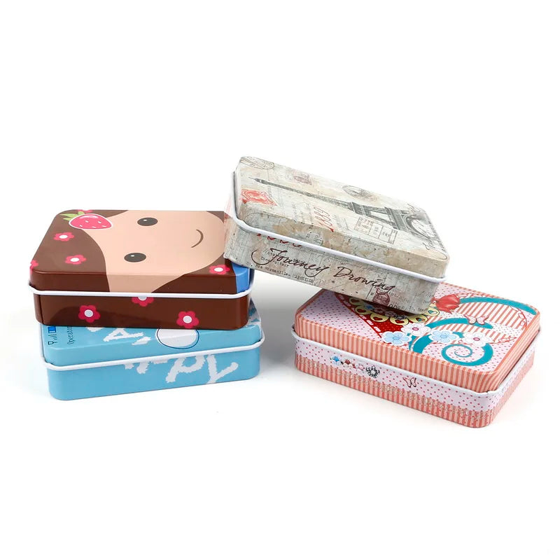 Mini Tin Metal Box Case for Candy Storage Small Metal Box Diy Coin Earrings Headphones Gift Box 9cm*6.5cm*2.5cm