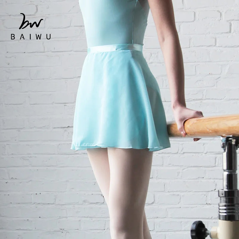 Baiwu Cheap Price Ballet Dance Chiffon Wrap Skirt Ballet Pull on Dance Skirt Stage Training Dancewear for Girls 111014501
