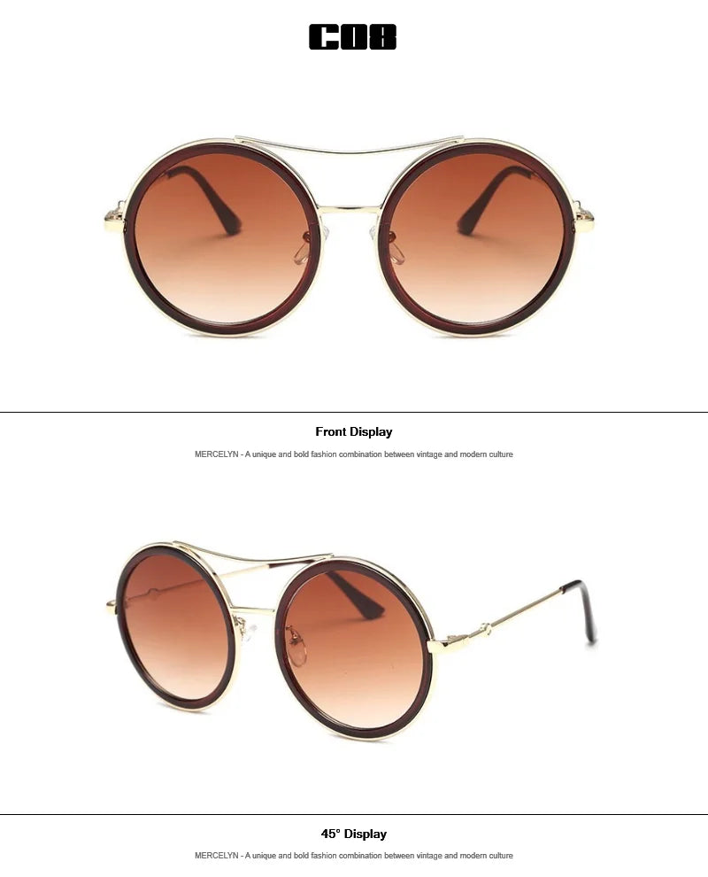 Luxury Round Two Tone Sunglasses For Ladies Sexy Classy Fashion Sun Glasses Stylish Designer Brand Eyewear