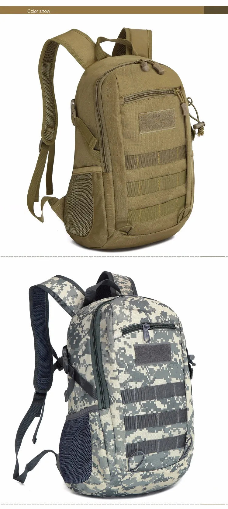 Cool Camping Gear Tactical Backpack, Trekking Bags, Camouflage Rucksack, Molle Bag, Camping Travel Backpacks, 15L