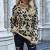 S-XL Turtleneck Sweater for Women Pullover Autumn Casual Fashion Leopard Print Tops Knitted Crochet