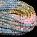 Great Gems Natural Multicolor Blue Aquamarine Pink Morganite Faceted 4mm 6mm Brilliant Cut Ball Beads Casual Unisex Necklace
