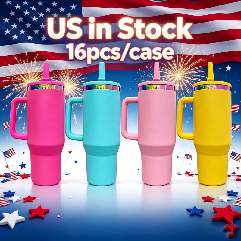 Us Warehouse 40 OZ Colorful Rainbow Plated Easy Clean Camping Gear 40 OZ Vacuum Tumbler for Home Office Outdoor Daily Use