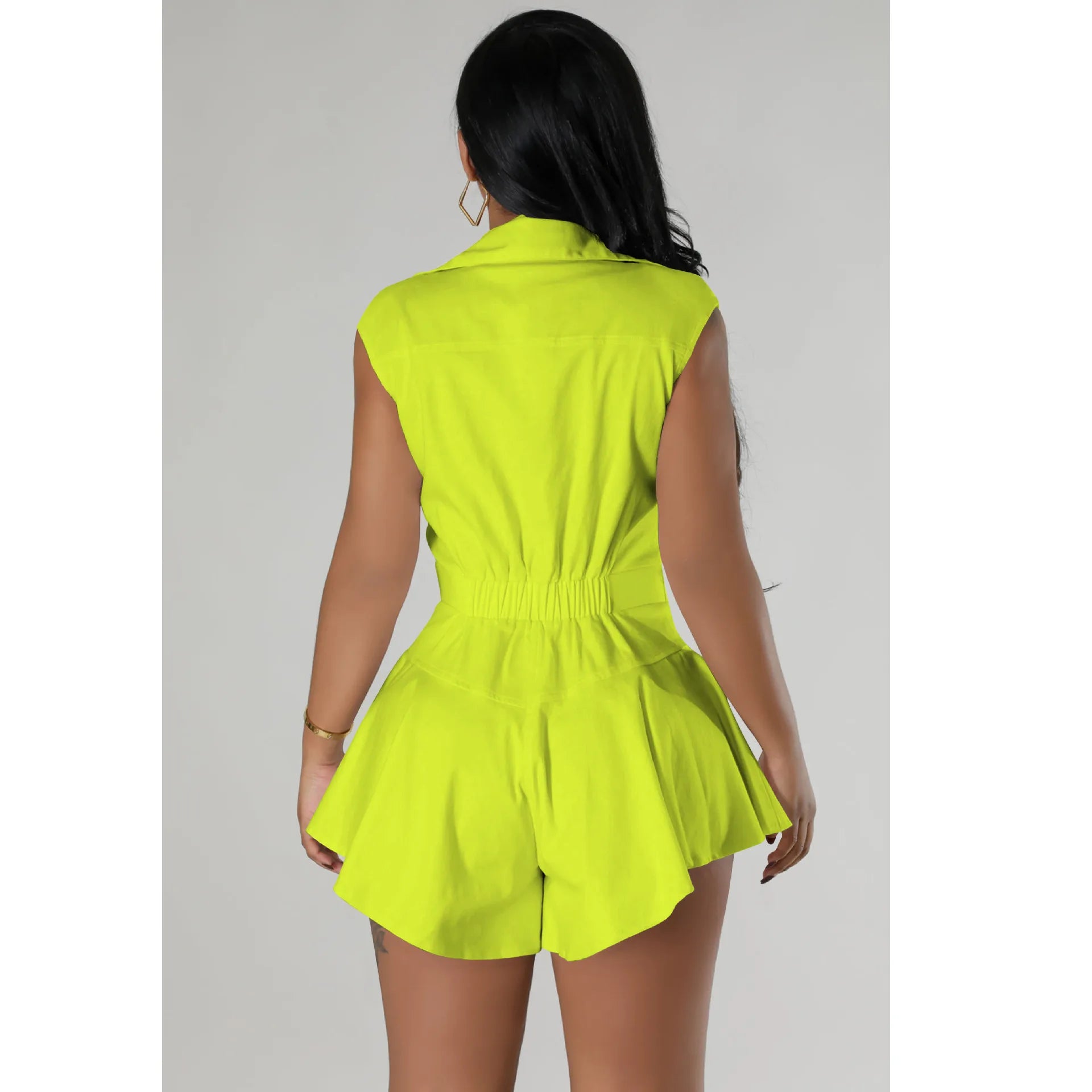 2024 Summer Women's Clothing New Best-selling Fashion Lapel Sleeveless Button Women's Jumpsuits