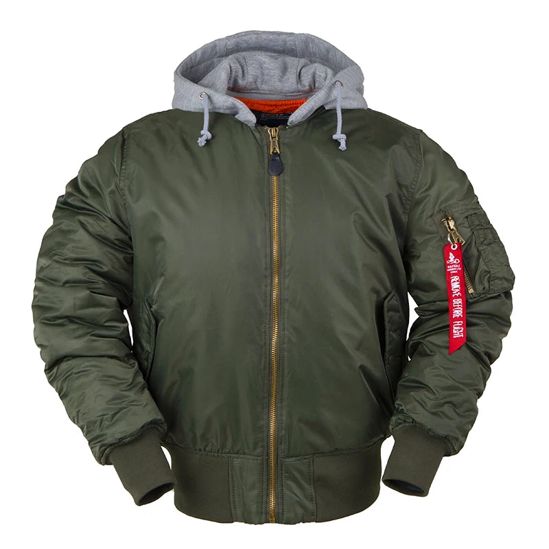 2025 aw winter bomber flight jacket MA-1 with hood streetwear clothes mens clothing hip hop baseball letterman oversized varsity