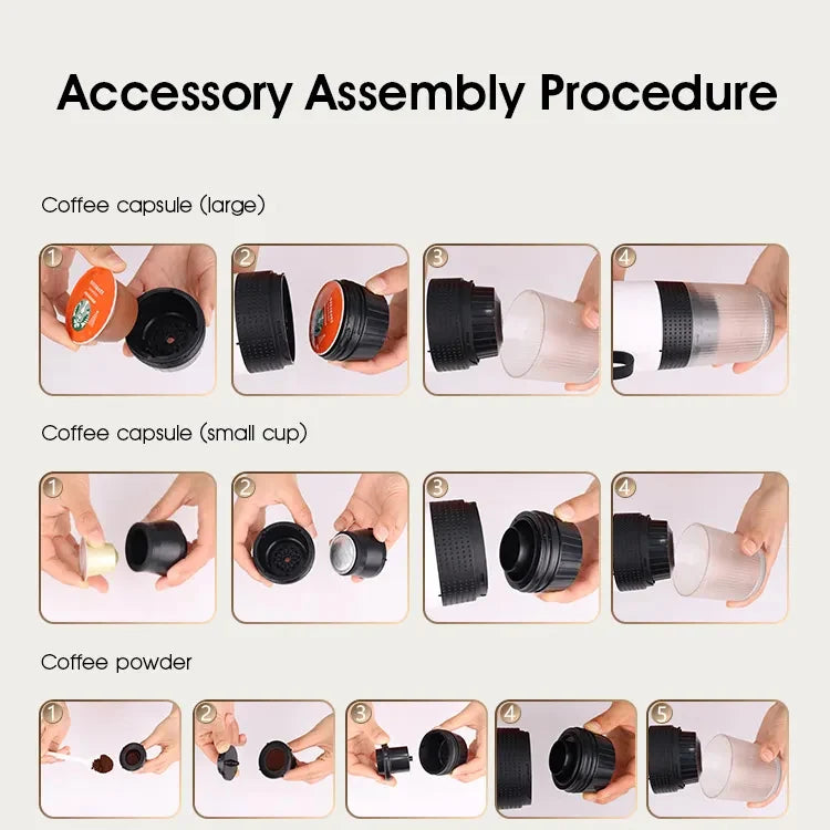 Mini Portable Espresso Coffee Maker USB Auto-Carry Instant Coffee Capsule Battery Powered