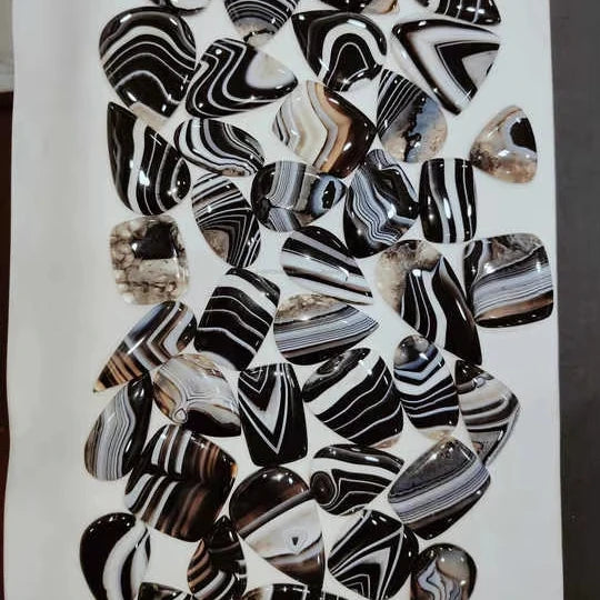 100% Natural Black Banded Onyx Mix Shape Dichroic High Quality Loose Gemstone 20-45mm Jewelry Making Certified 100pcs MOQ