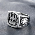 OAHLAN Fashion Jewelry Rings Wedding Bands Gold Plated Vintage Freemason Symbol Masonic Stainless Steel Inlay Men Gift