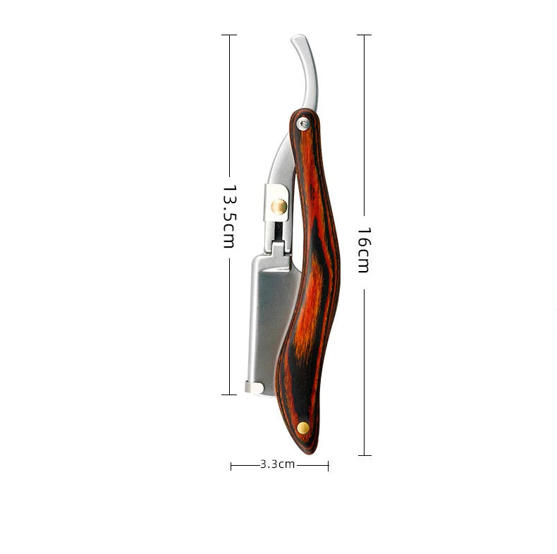 wooden trimmer manual shaver professional straight edge stainless steel sharp barber razor folding shaving blade shave beard cut