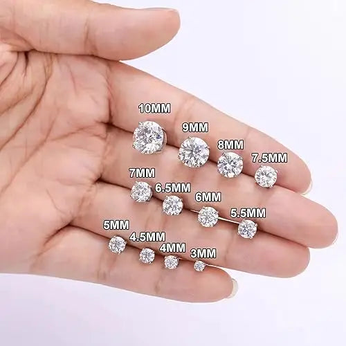 Shama Gems Jewels 925 Sterling Silver Moissanite Brilliant Cut Stud Earrings White Gold Plated 2 Gram Classic Minimalist Wedding