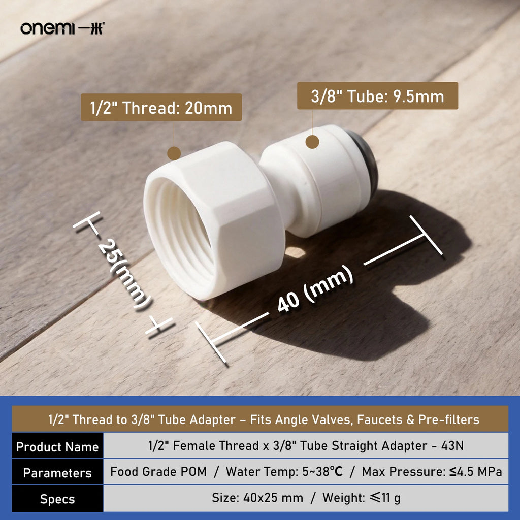 OEM Manual Ball Valve Quick Connect Reducing Union Fitting 1/4 Inch to 3/8 Inch POM Step Down Adapter for Car RO Water Filter