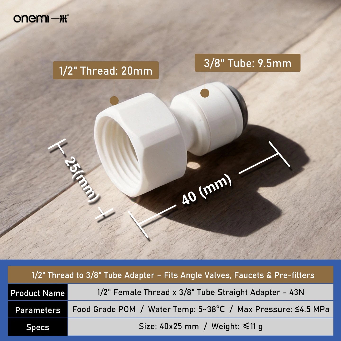 OEM Manual Ball Valve Quick Connect Reducing Union Fitting 1/4 Inch to 3/8 Inch POM Step Down Adapter for Car RO Water Filter